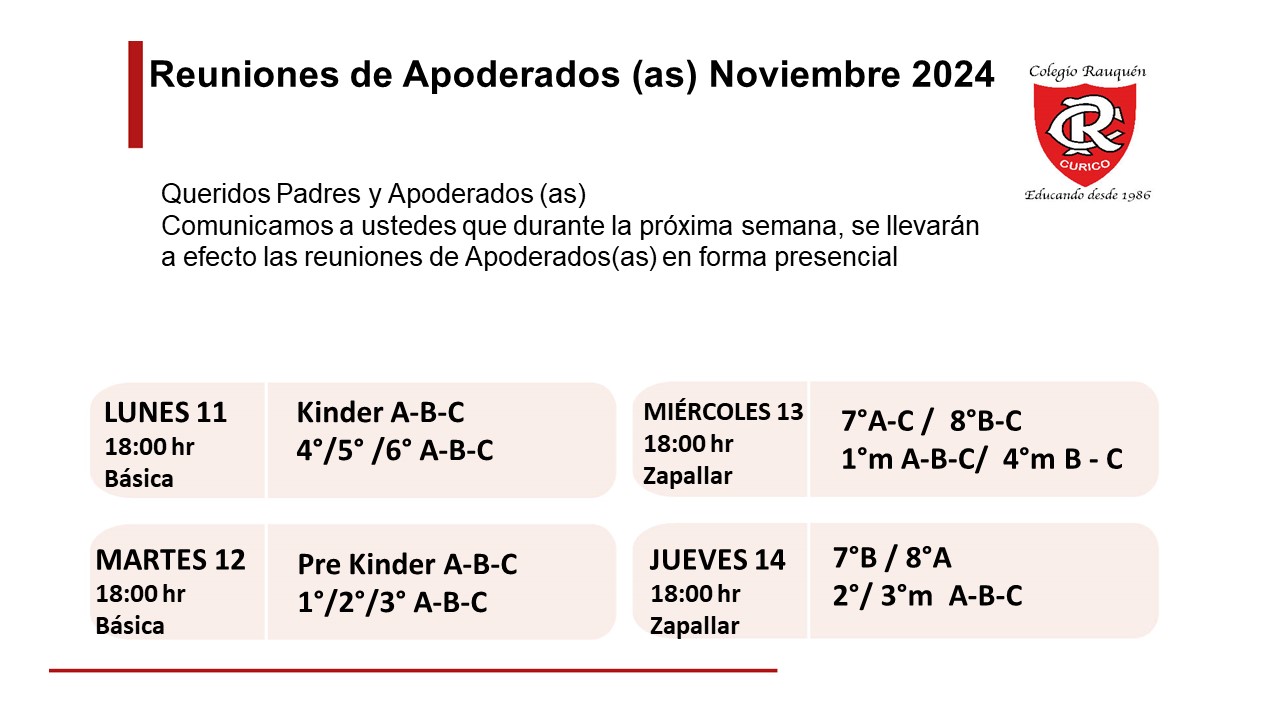 Reuniones Apoderados Noviembre 2024